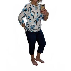 NEW LINKS glacier 3/4 sleeve cinched top - plus in karma chameleon